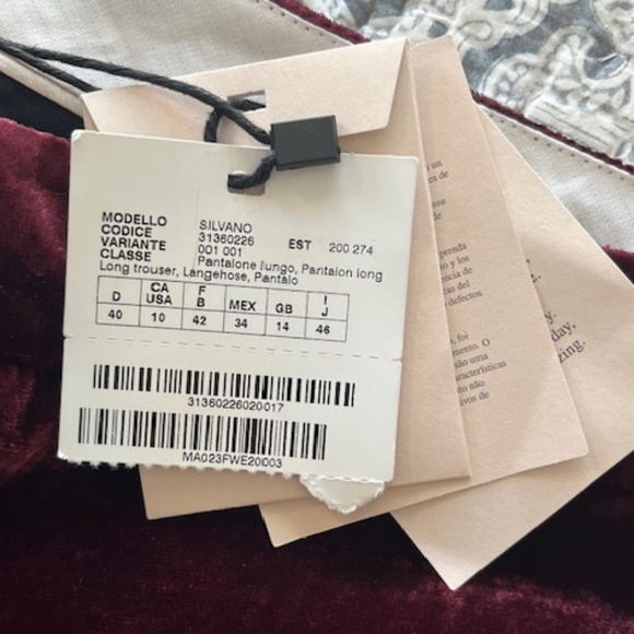 NWT Marella Burgundy Crushed Velvet Wide Leg Pants Sz 10 Quiet Luxury Designer - Picture 13 of 13